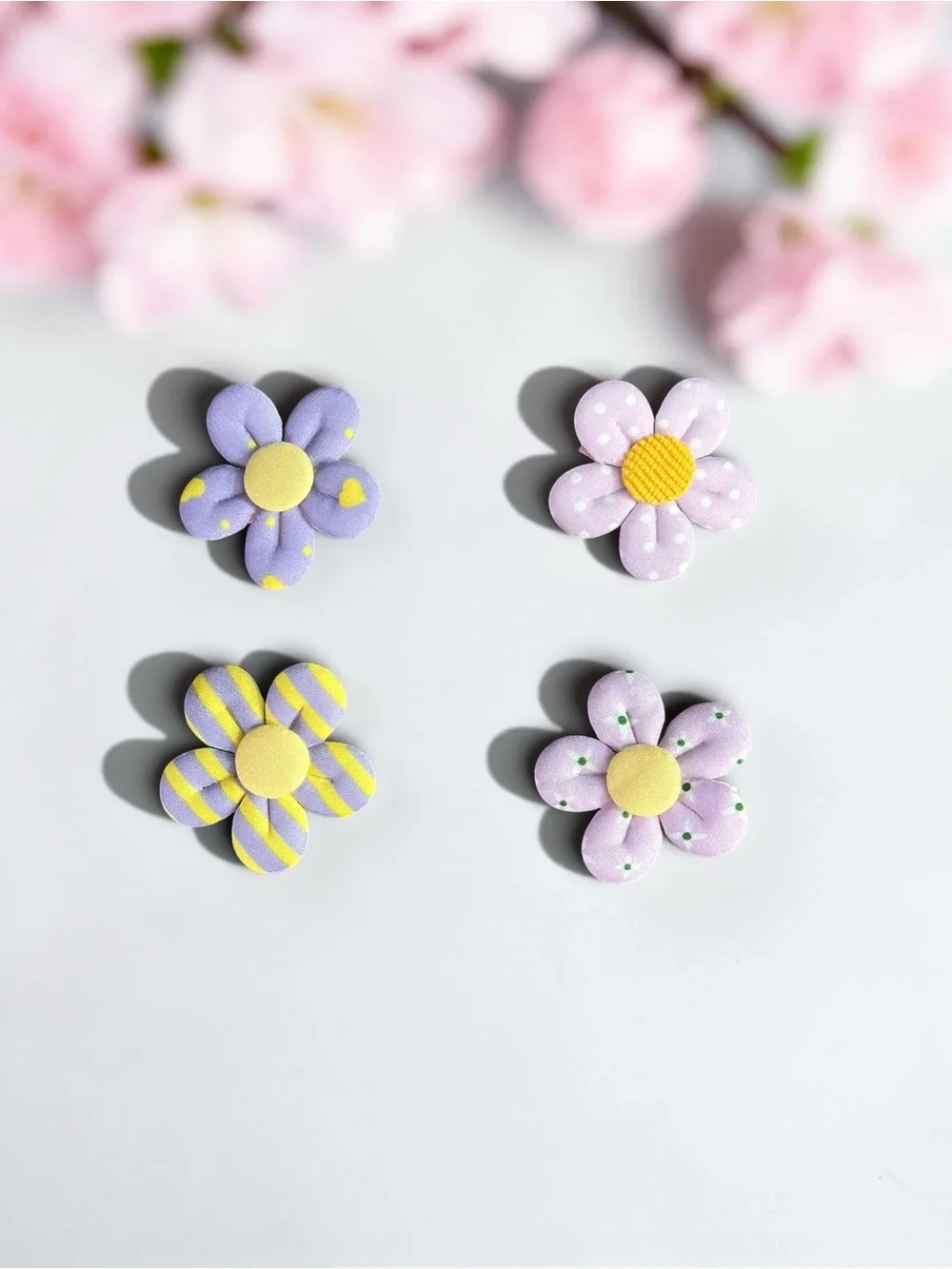 Flower Clip Set - Pastel Purple & Yellow Kids Hair Accessories